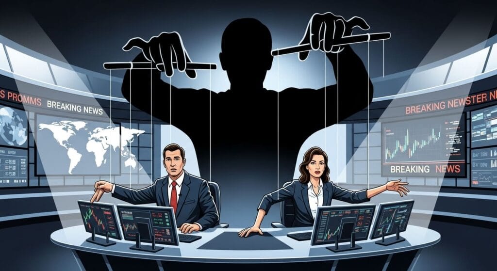 Dos presentadores de informativos manejados como marionetas