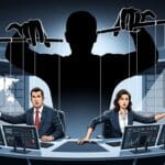 Dos presentadores de informativos manejados como marionetas