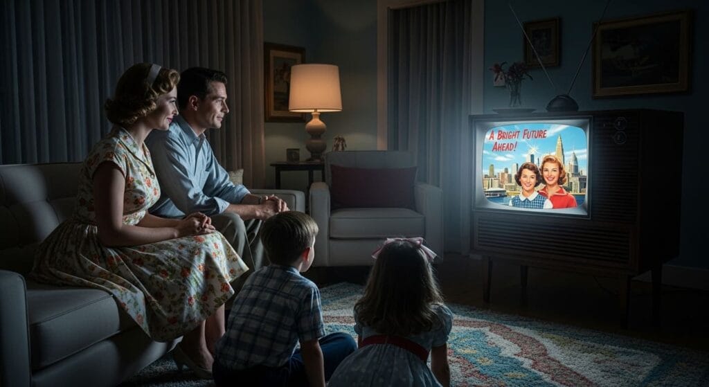 Familia viendo la tele en su salón