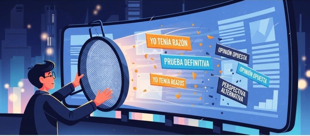 Ilustración del sesgo de confirmación como ejemplo de sesgos cognitivos en la toma de decisiones