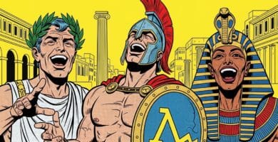 Nerón, un soldado espartano y un faraón riéndose a mandíbula batiente