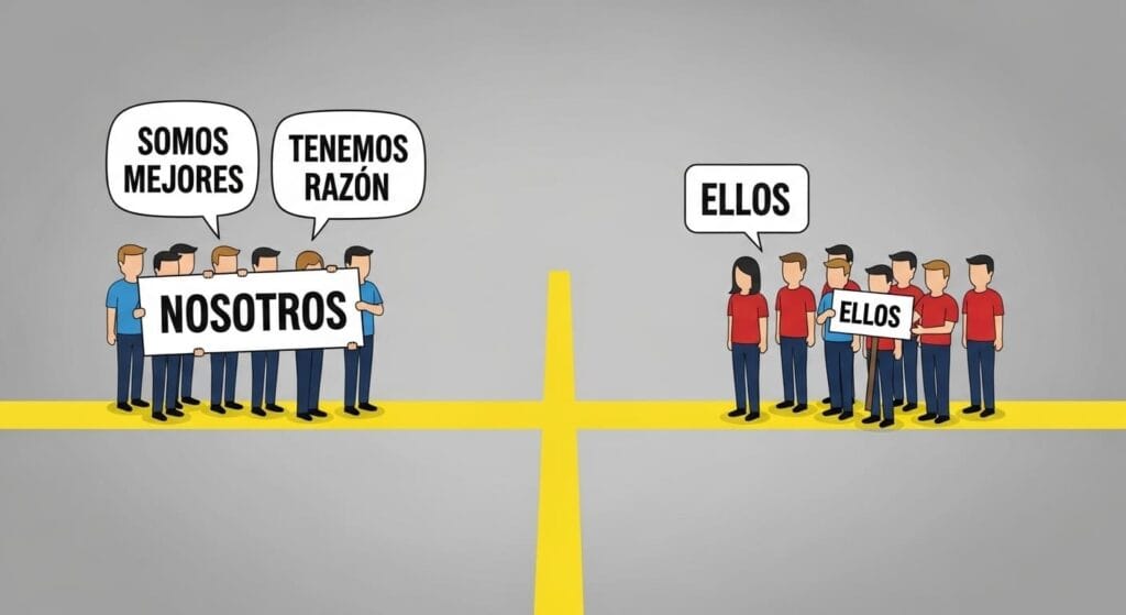 Representación visual del sesgo de endogrupo: uno de los sesgos cognitivos más nocivos y frecuentes