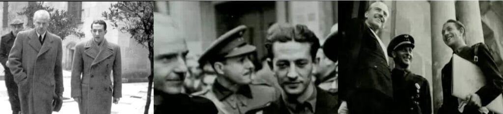 Collage de 3  fotos de Dionisio Ridruejo con Ramón Serrano Súñer