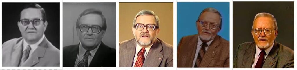 Línea de tiempo visual con cinco retratos de Sudel-Ede muestra su envejecimiento a lo largo de 29 años en Der Schwarze Kanal